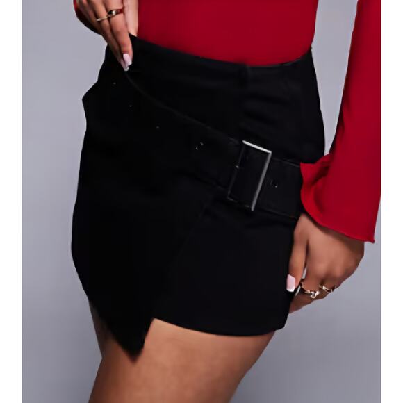 Princess Polly Sz10 NWT SuperShort black JeanSkirts with Wide Belt Sexy Stunning - Picture 4 of 16